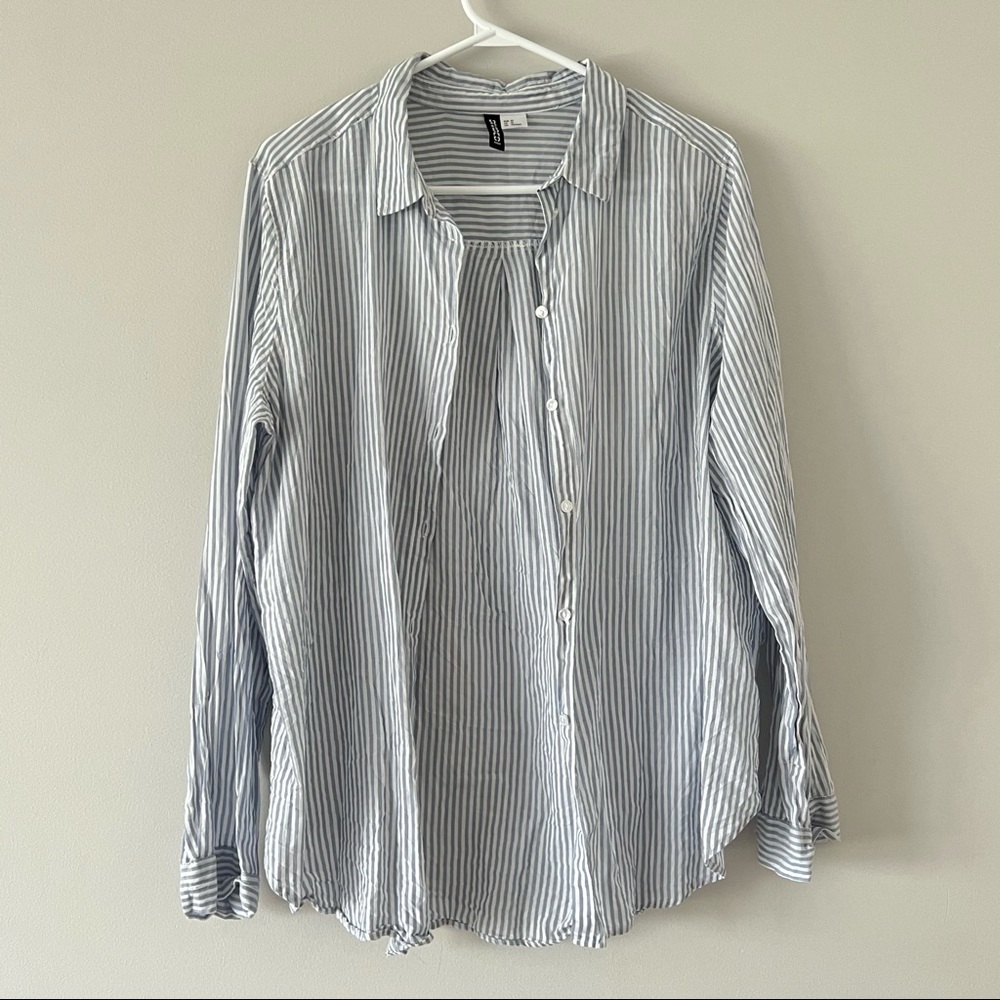 H&M Blue & White Striped Button Down